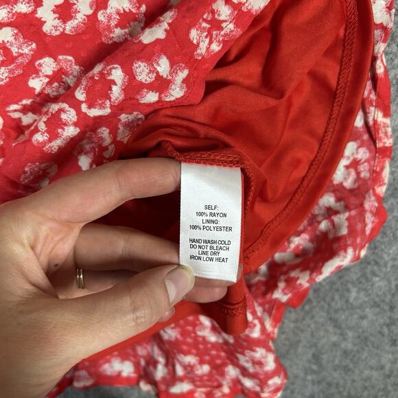 Lulus Garden Explorer Red Floral Mini Dress Medium Deep V-Neck - Picture 4 of 9